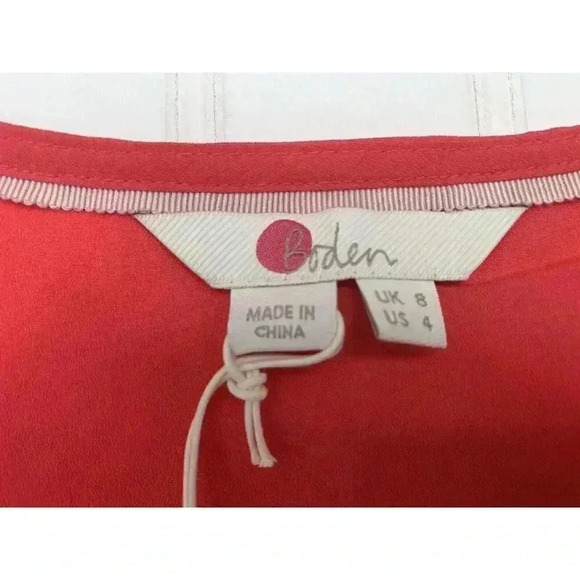 Boden Boho Bell Sleeve Top Tunic Size 4 Fluted Tie Neck NEW!    154 - Picture 4 of 5